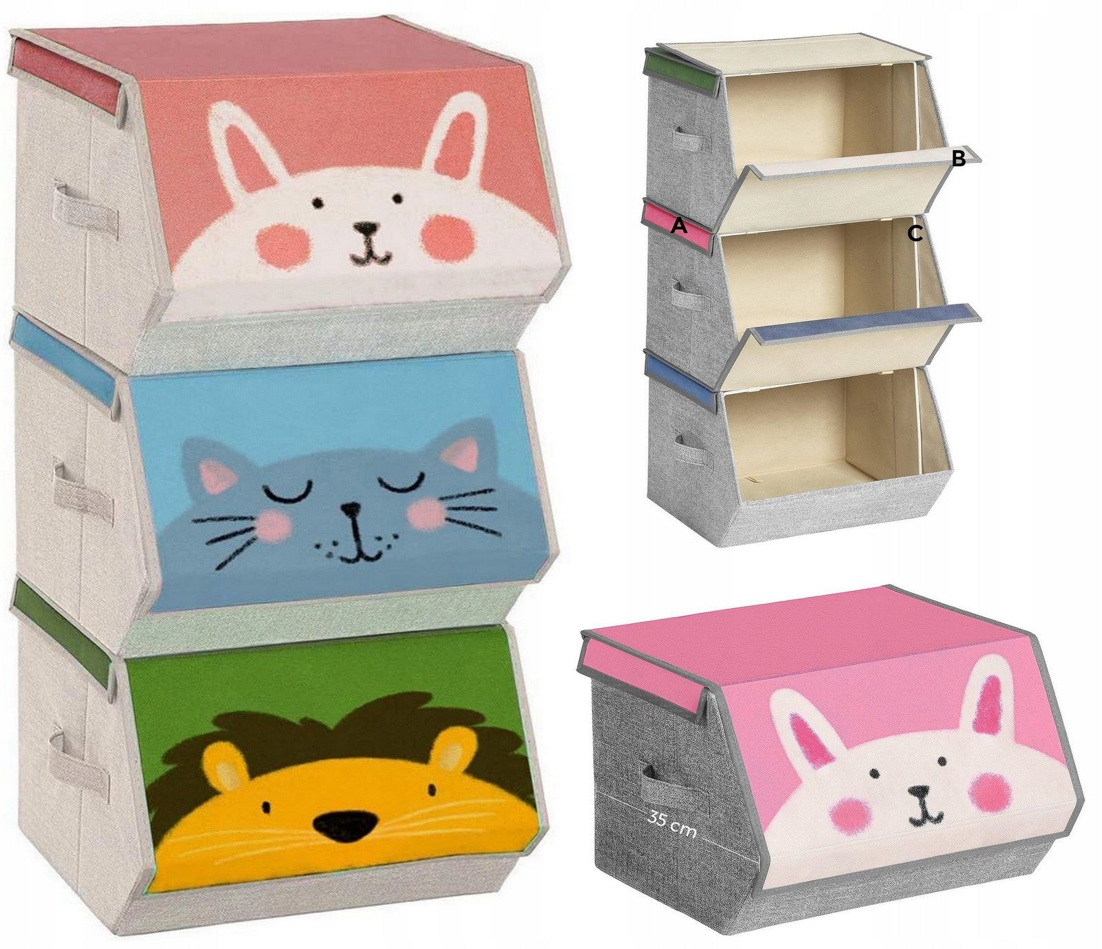 KIDS TOY CONTAINERS BASKETS FOLDING ORGANIZERS 3 PCS