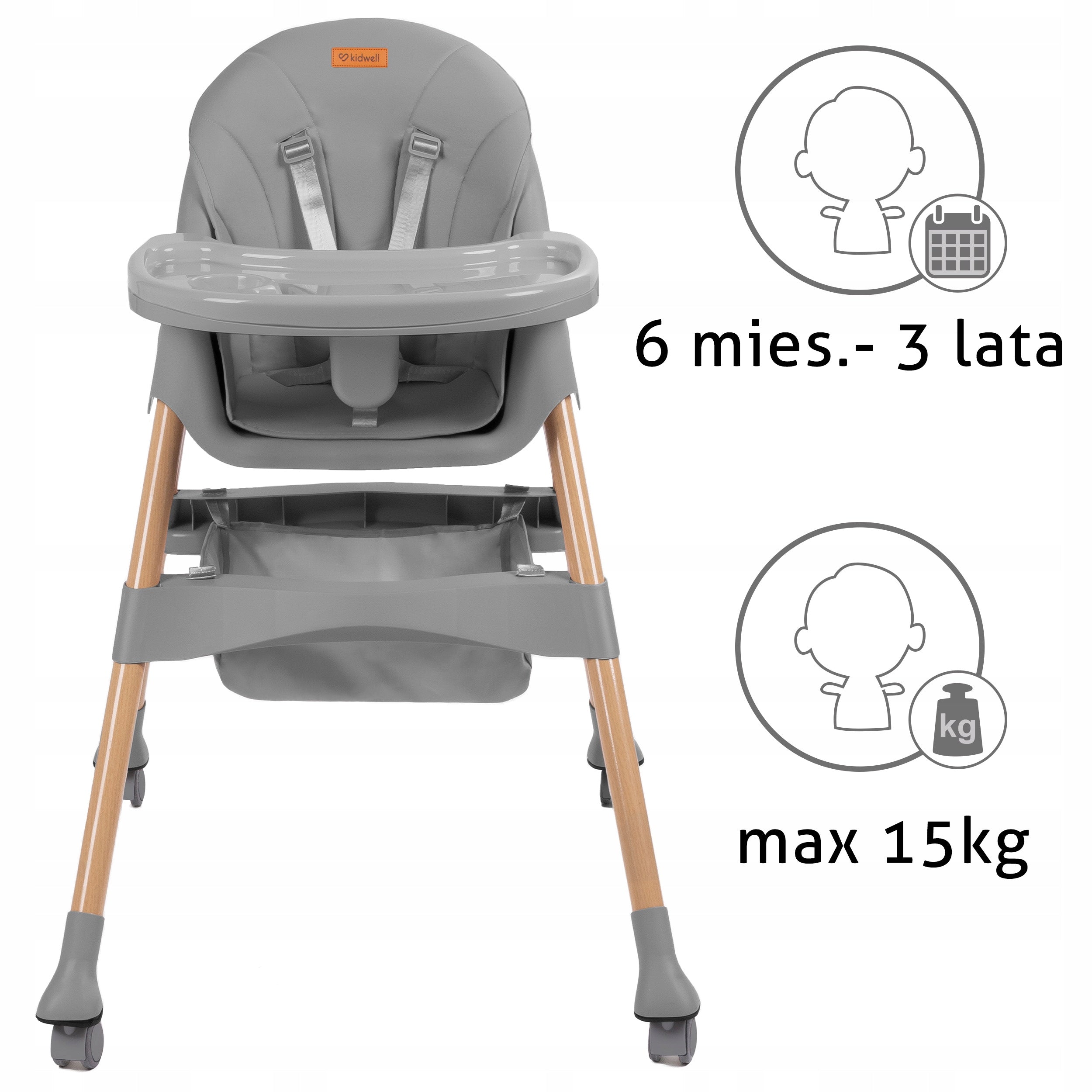 KIDWELL KARIMI HIGH CHAIR FOR FEEDING WHEELS 2IN1 Brand Kidwell