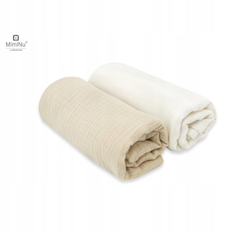 KIECZMERSKI Diapers 80x80 +/- 3 cm MUSLIN cotton 100% cream / warm...