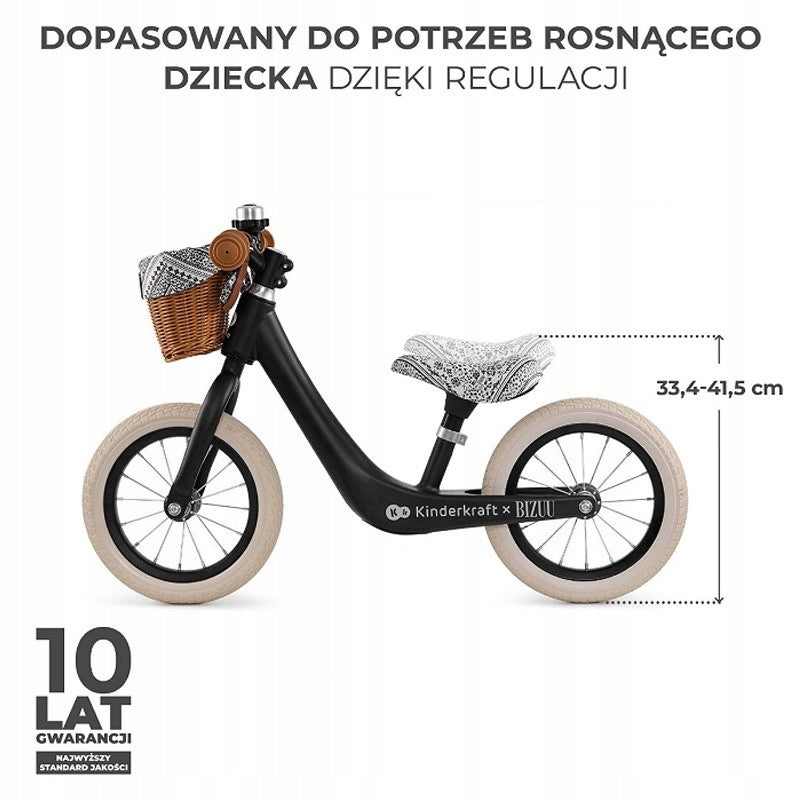 KINDERKRAFT BALANCE BIKE RAPID 2 BIZUU MAGNESIUM LIGHT + BASKET 2+ Color beige