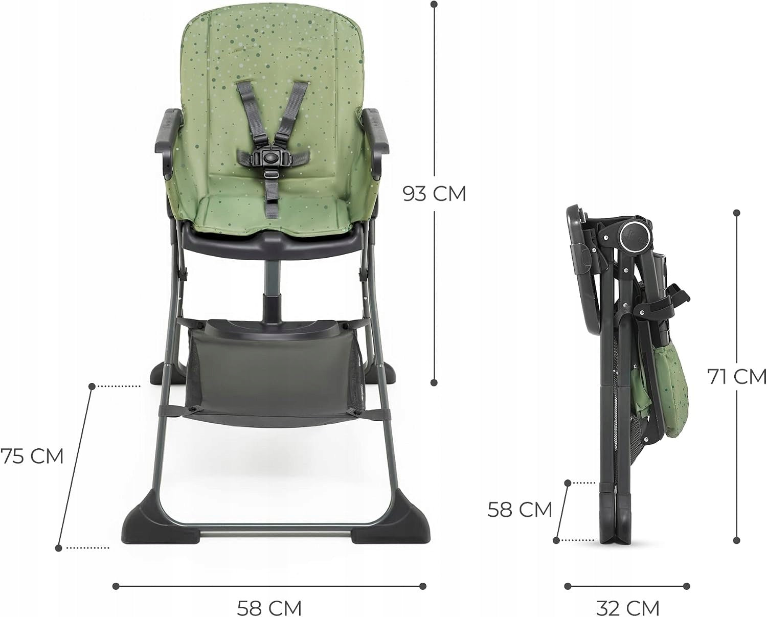 KINDERKRAFT FOLDEE Folding Feeding Chair Compact 6m+ Green Manufacturer code KHFOLD00GRE0000