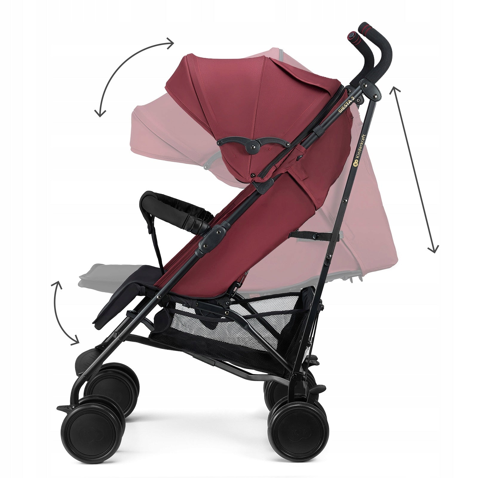 KINDERKRAFT STROLLER SIESTA 2 FOR BABY UP TO 22KG FOLDING UMBRELLA Color red