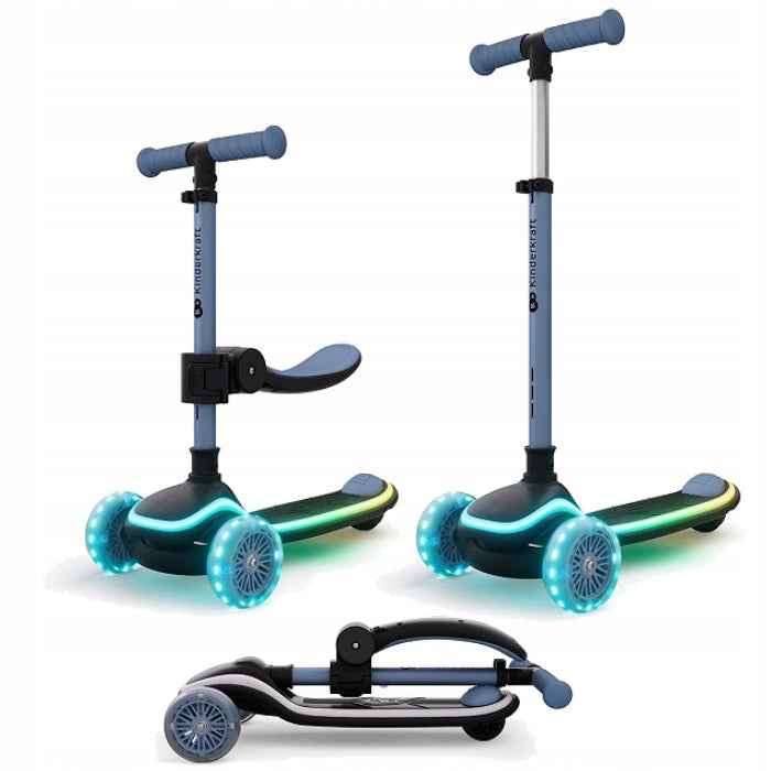 KINDERKRAFT TRICYCLE SCOOTER 2IN1 RAKET UP 2 LED FOLDING FOR 2 YEAR OLD+
