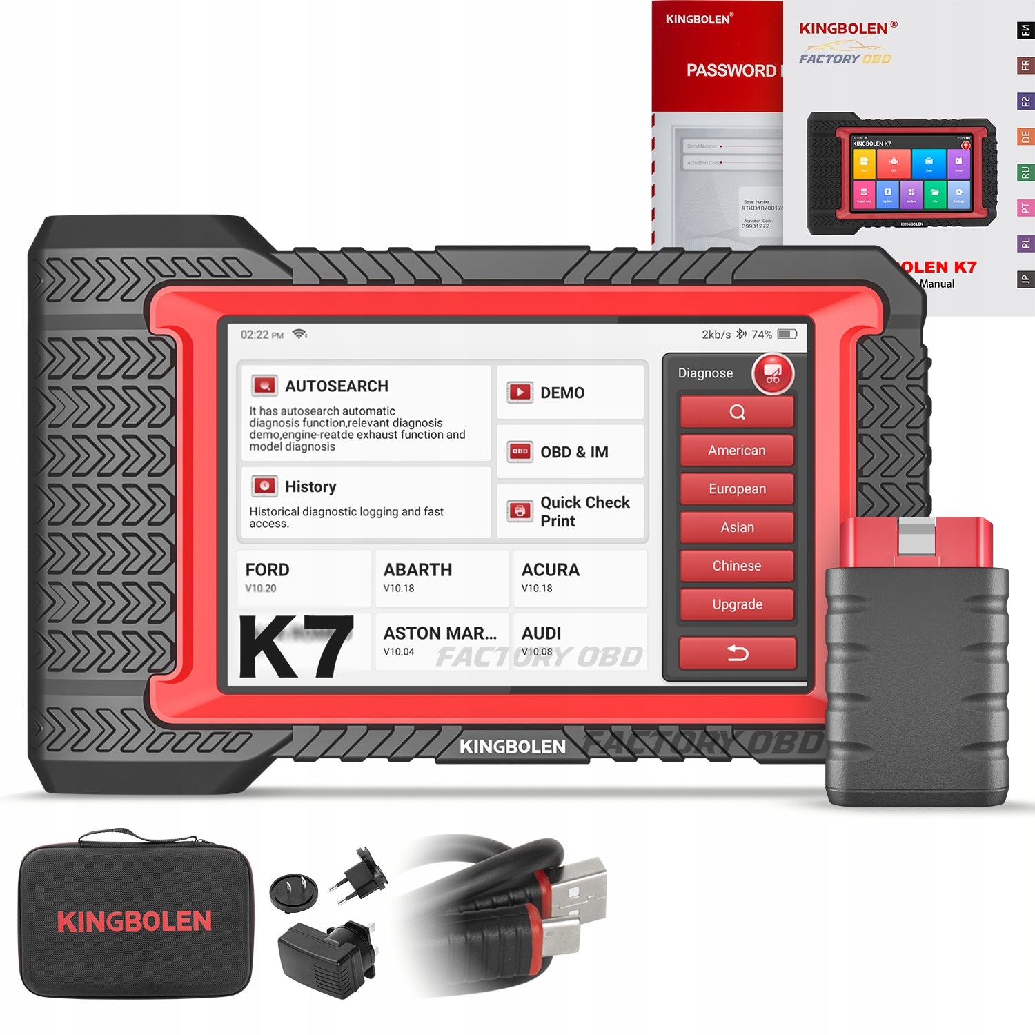 KINGBOLEN K7 OBD2 DIAGNOSTIC INTERFACE Lifetime Updates CAN-FD j.PL