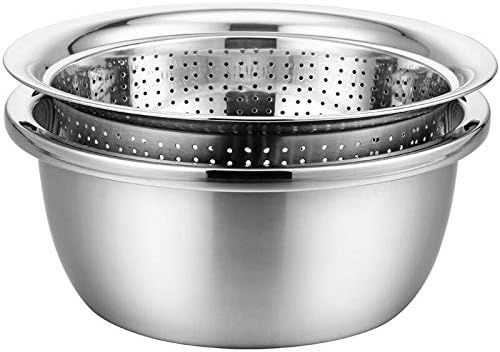 KINGBON Colander with Bowl Stainless Steel 26cm 2in1 Silver Power rating 12365 W