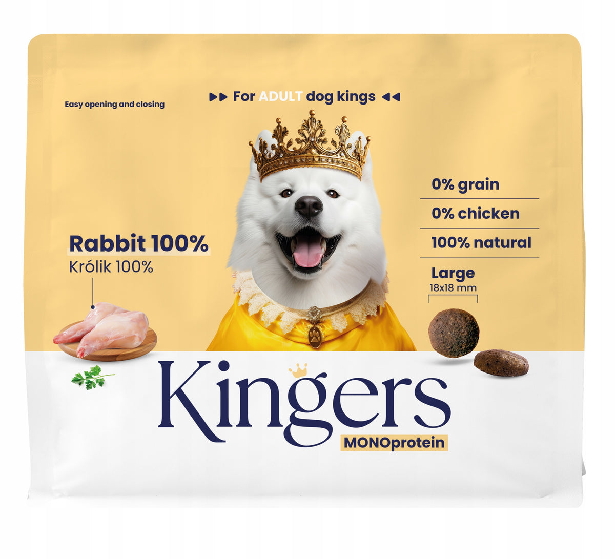 KINGERS Food for Medium Large Dogs Monoprotein Rabbit Grain Free 2kg