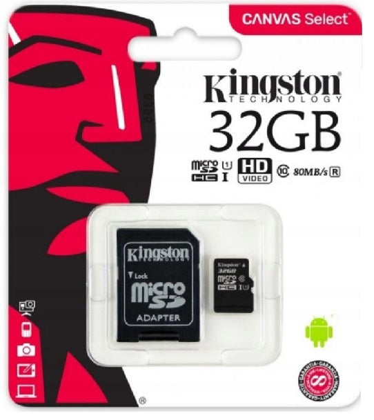 KINGSTON MICROSD CARD 32GB MICRO CL10 SD ADAPTER