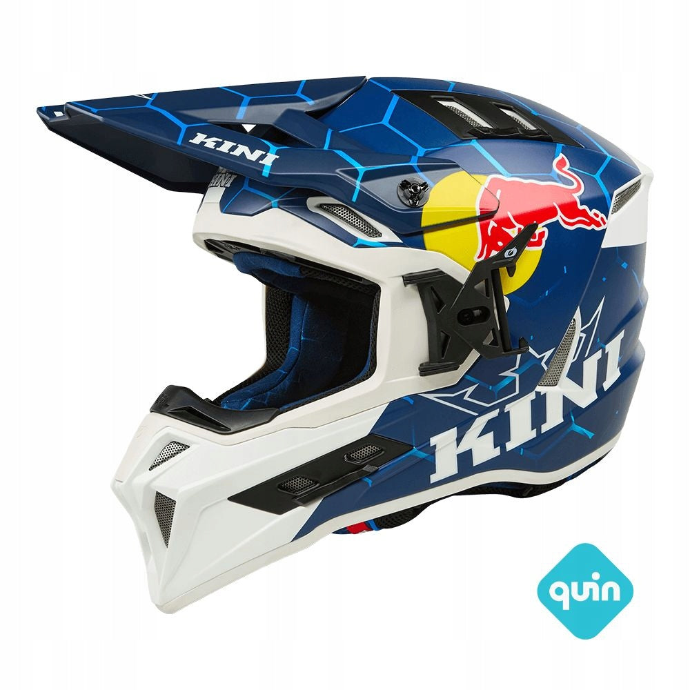 KINI Red Bull ADV Moto Cross Helmet EXC Blue White with Airflaps XL 61-62cm Packaging status original