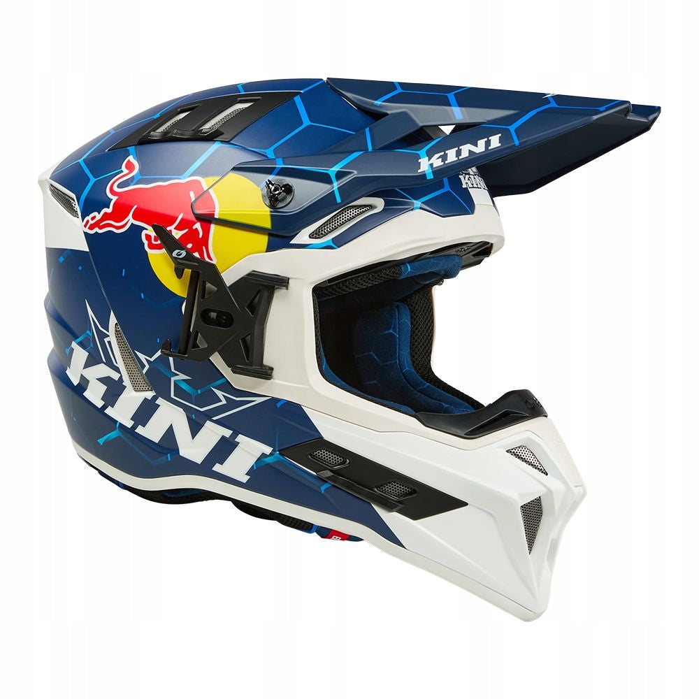 KINI Red Bull ADV Moto Cross Helmet EXC Blue White with Airflaps XL 61-62cm Size XL
