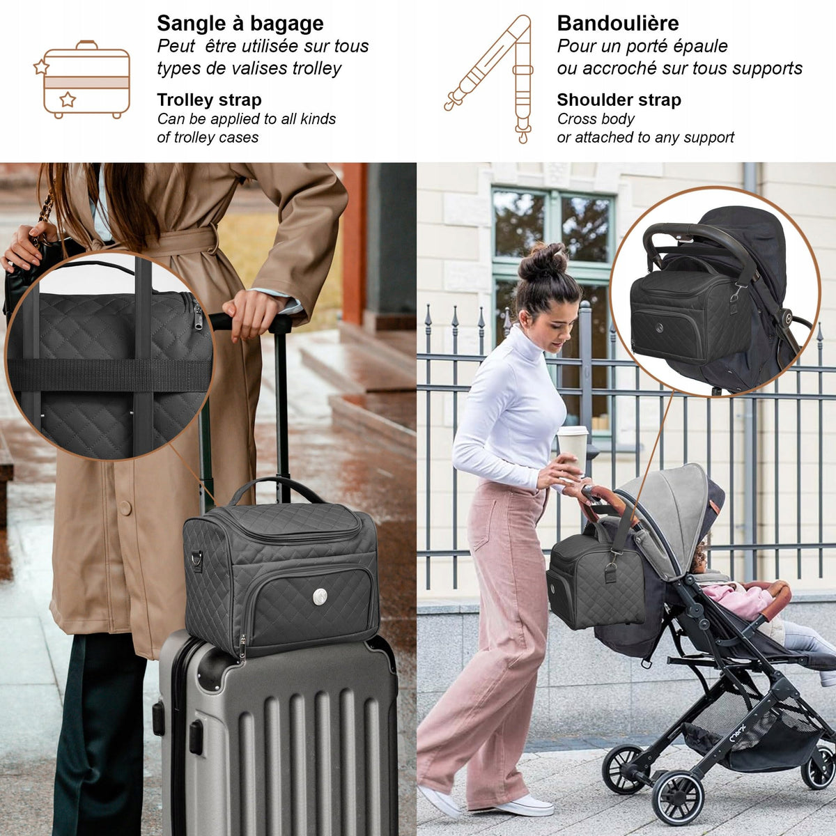 KINSTON L Black Travel Organizer with Detachable Compartments Packaging status original