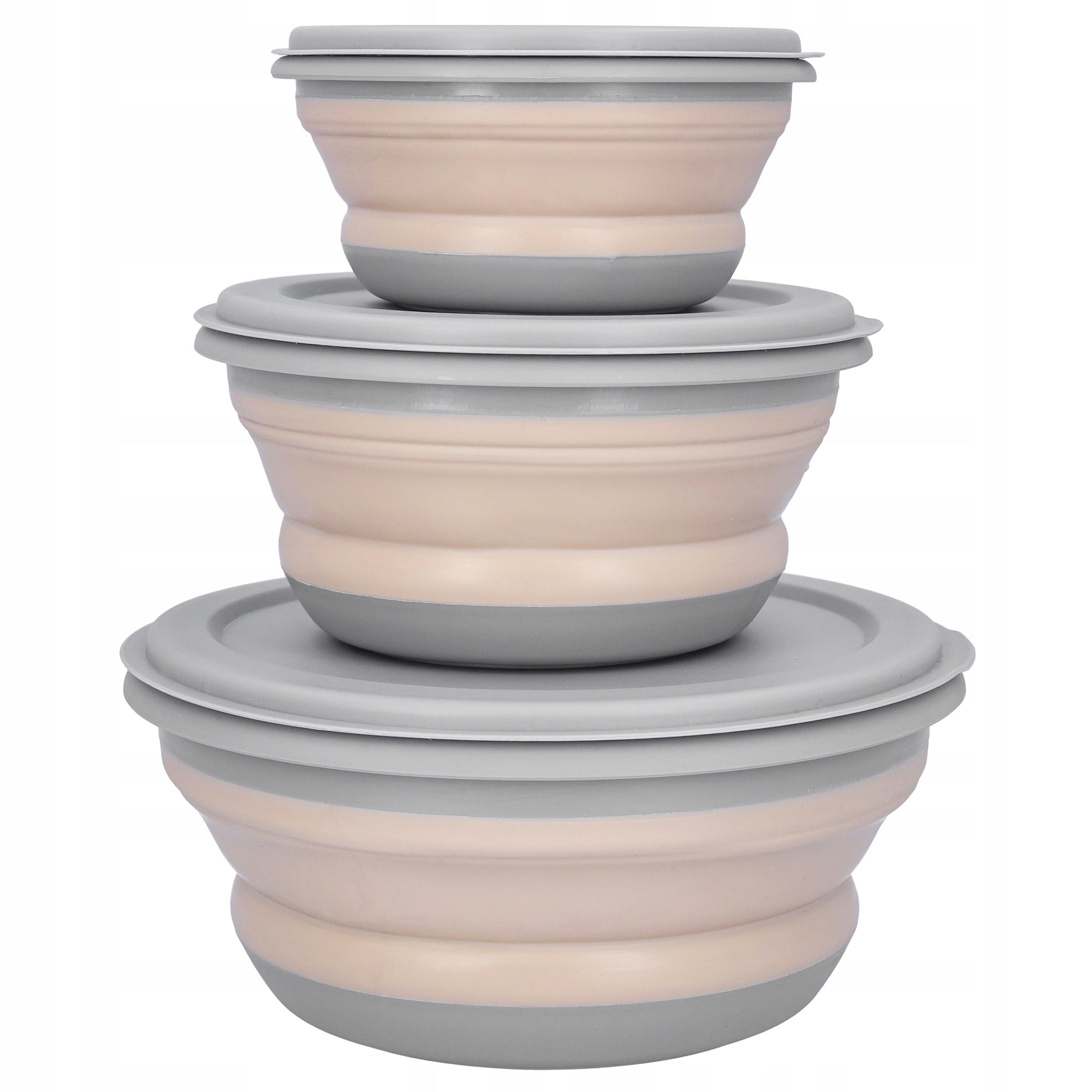 KITCHEN BOWLS Folding Silicone Containers with Lid 3 Pcs Set Manufacturer code MISKI KUCHENNE składane pojemniki silikonowe
