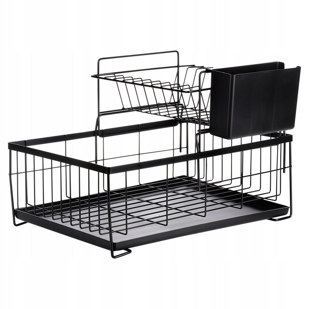 KITCHEN Dryer Dish Drainer Plates Cups Two-Tier Black Brand no brand