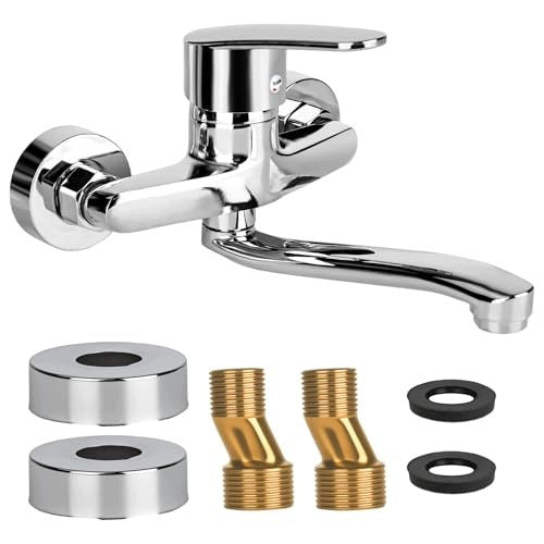 KITCHEN FAUCET WALL MOUNTED ROTATING 360 CHROME SINGLE-HANDLE COLD HOT Brand no brand