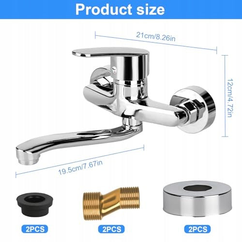 KITCHEN FAUCET WALL MOUNTED ROTATING 360 CHROME SINGLE-HANDLE COLD HOT Manufacturer code SWC5908151655832