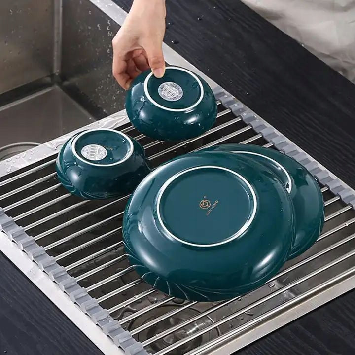 KITCHEN MAT RETRACTABLE DISH DRAINER SINK DRYER SINK Manufacturer code Mata zwijana kratka organizer do zlewu czarna