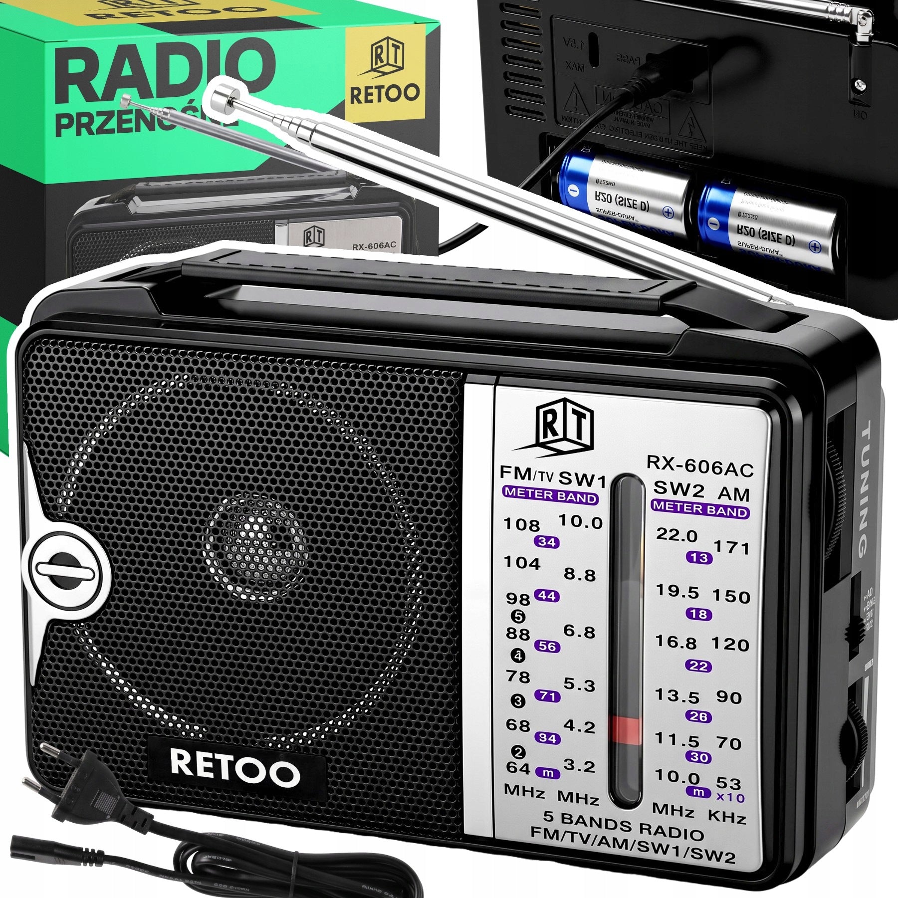 KITCHEN RADIO CONSTRUCTION BATTERY NETWORK FM AM USB PORTABLE ANTENNA 230V