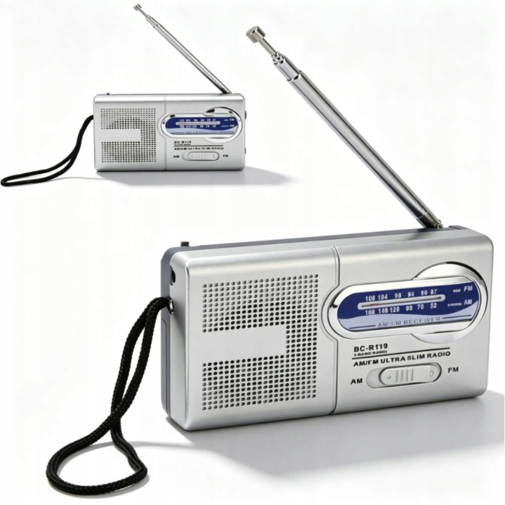 KITCHEN RADIO CONSTRUCTION PORTABLE FM AM BATTERY OPERATED ANTENNA SMALL LIGHT