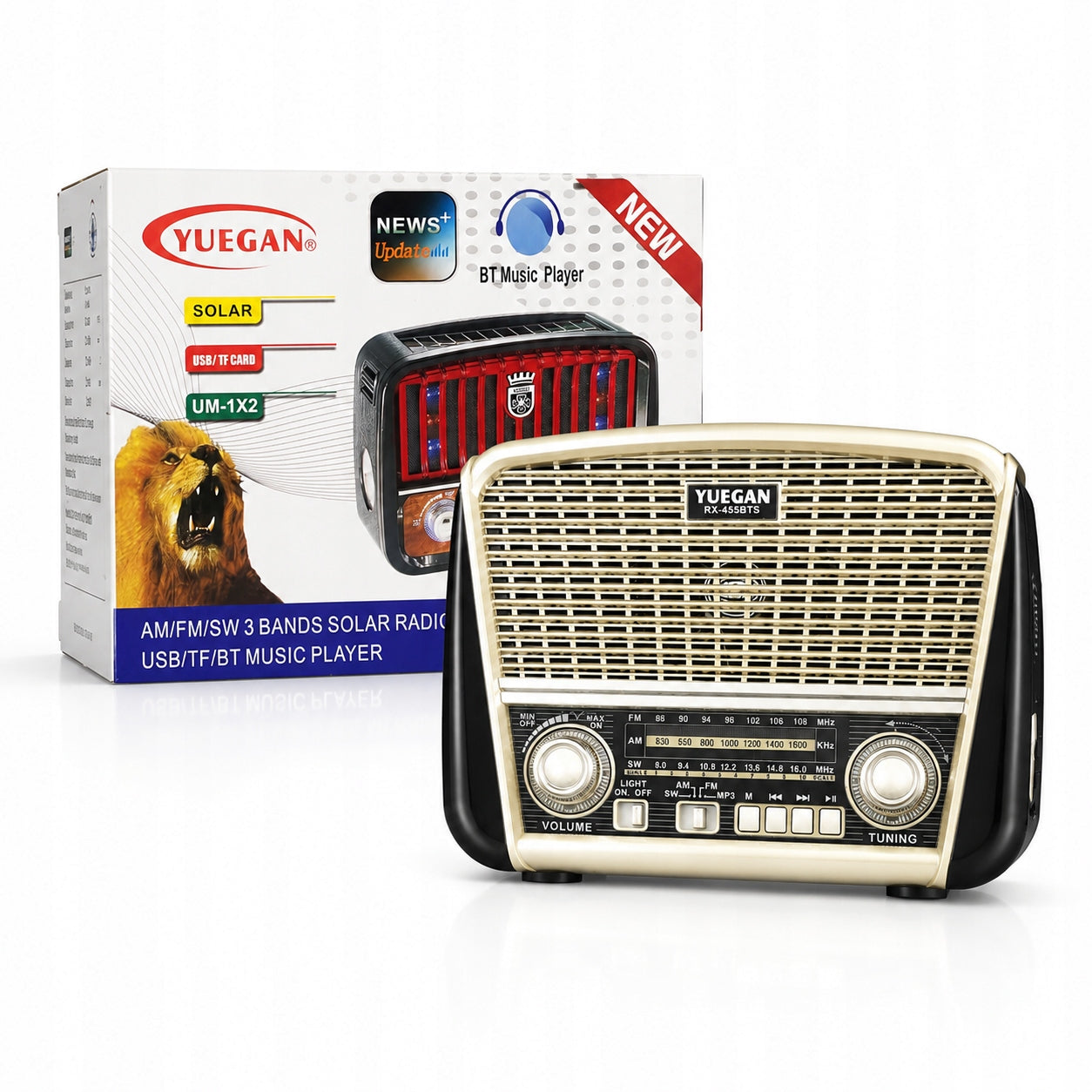 KITCHEN RADIO FM PORTABLE RETRO SOLAR BLUETOOTH FLASHLIGHT USB RECHARGEABLE BATTERY Packaging status original