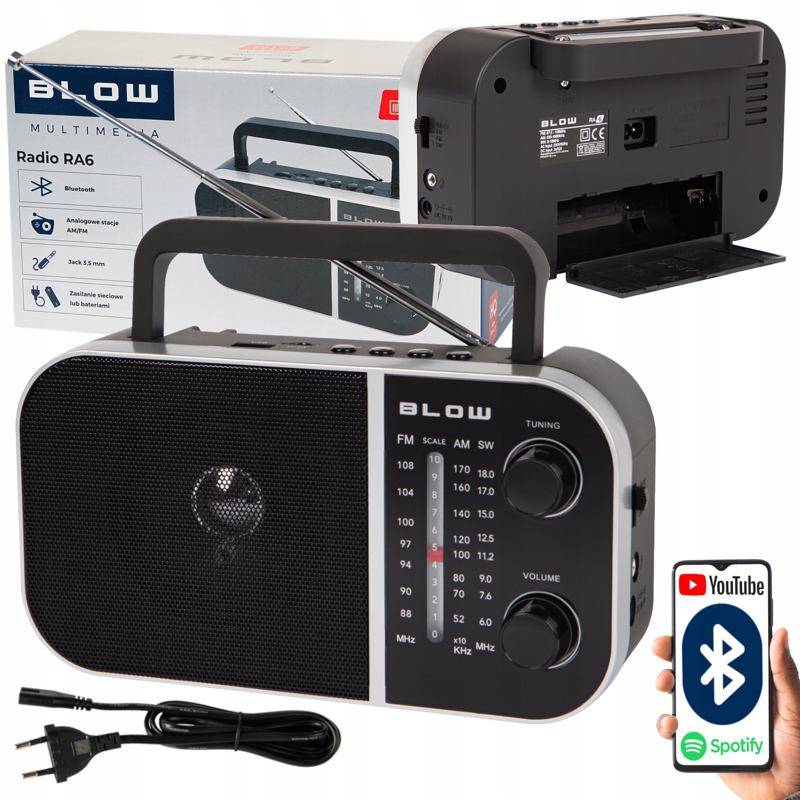KITCHEN RADIO PORTABLE BLUETOOTH CONSTRUCTION BATTERY OPERATED ANTENNA USB HOLDER