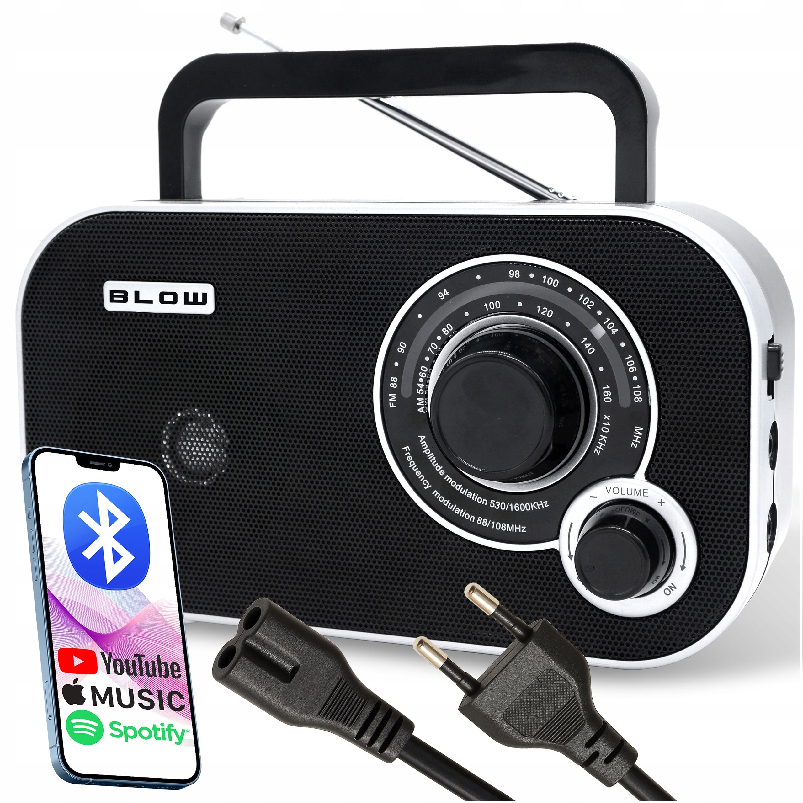 KITCHEN RADIO RETRO BLUETOOTH USB SD 230V PORTABLE BATTERY OPERATED R6 ANTENNA