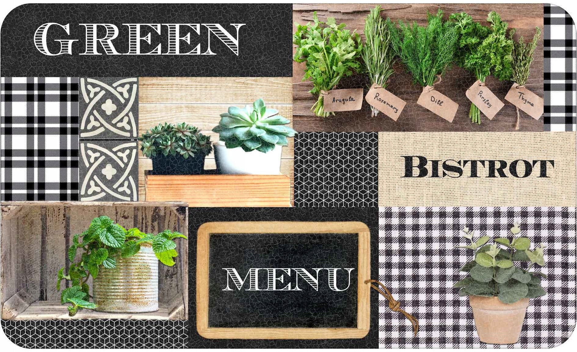 KITCHEN RUG NON-SLIP CARPET FOAM MAT FOR KITCHEN GREEN BISTROT