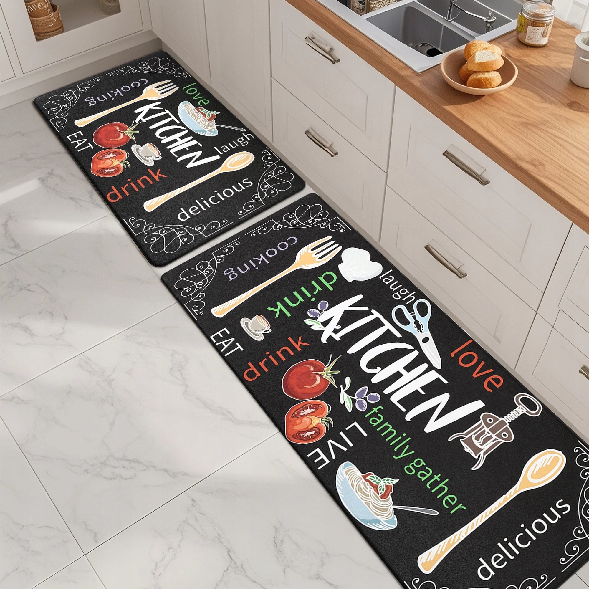 KITCHEN RUG NON-SLIP SET CARPET SIDEWALK MAT 2pcs 120x41 60x40 Packaging status original