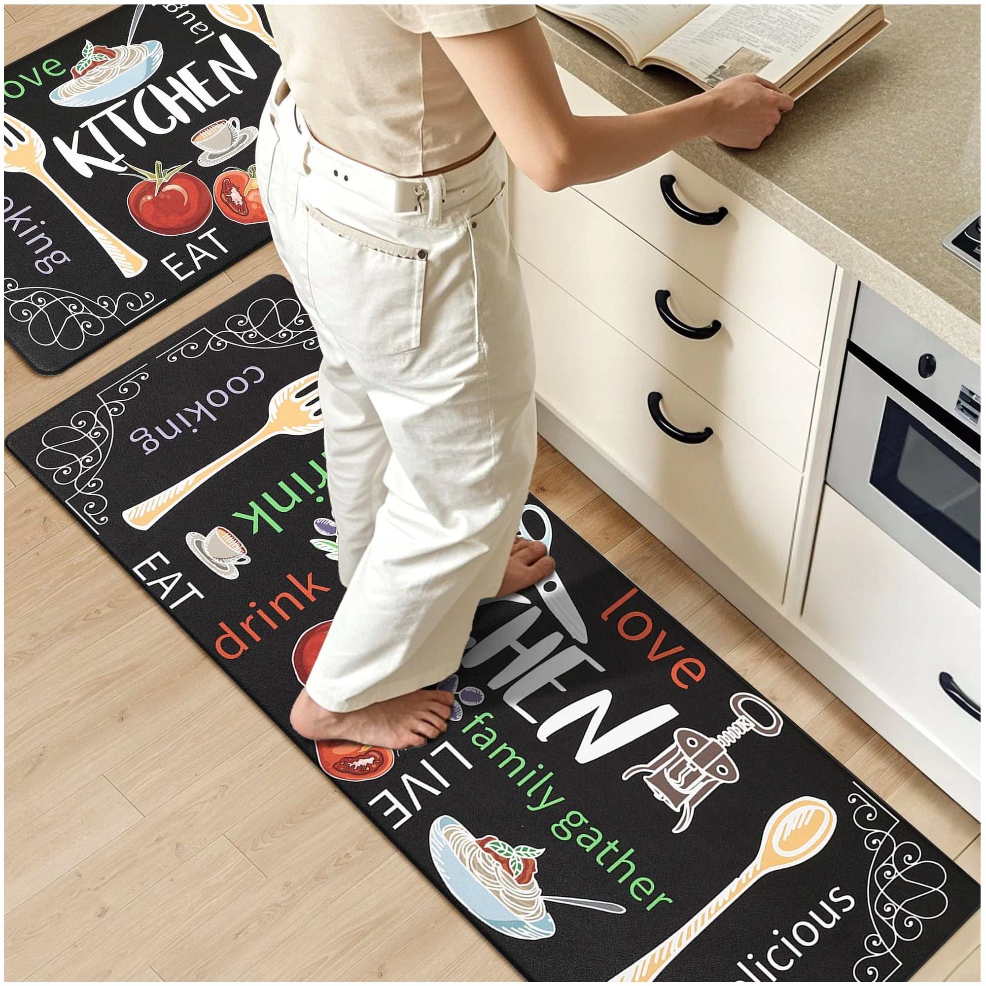 KITCHEN RUG NON-SLIP SET CARPET SIDEWALK MAT 2pcs 120x41 60x40