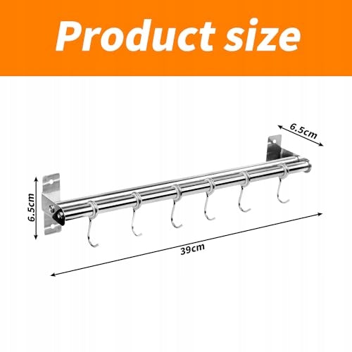 KITCHEN STRIP WITH HOOKS STEEL DOUBLE 40 CM FOR KITCHEN 6 HOOKS Manufacturer code Bez marki