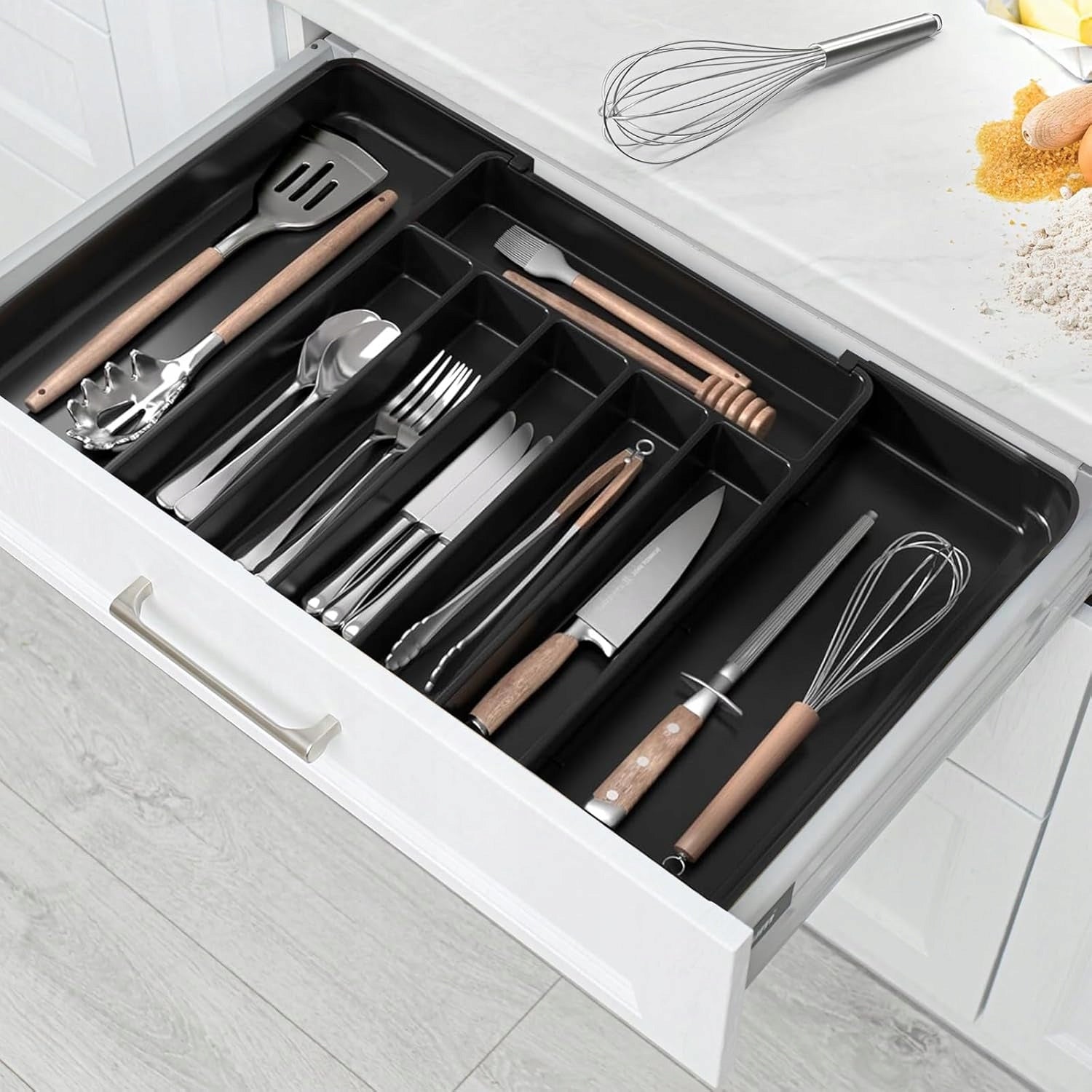 KITCHEN UTENSIL ORGANIZER KNIVES CUTLERY KITCHEN DRAWER INSERT Product width 57 cm