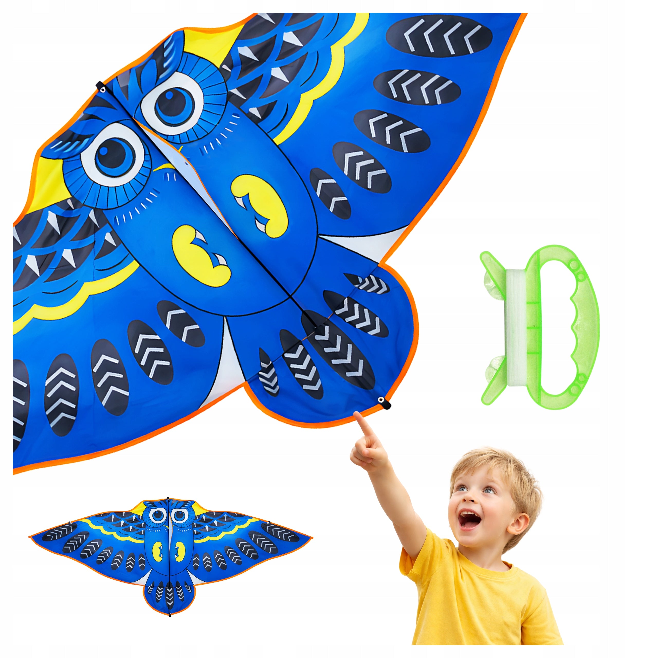KITE BIRD huge BLUE OWL sky adventure 140 cm Packaging status original