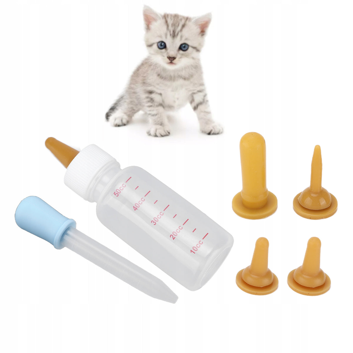 KITTEN FEEDING BOTTLE PUPPIES PACIFIERS + PIPETTE - SET