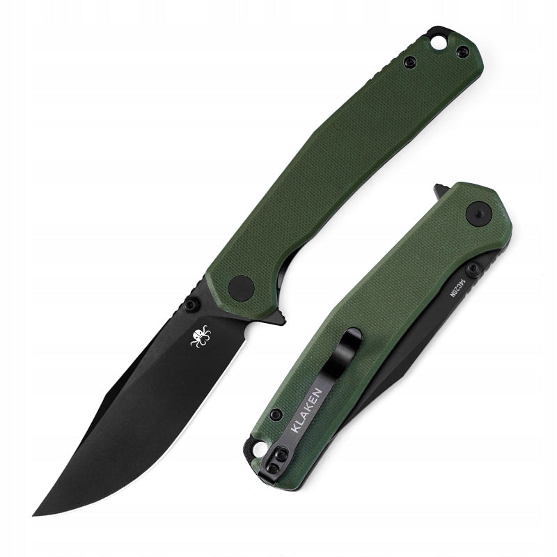 KLAKEN Swedish 14C28N Steel Blade G10 Handle Camping Folding Knife Green