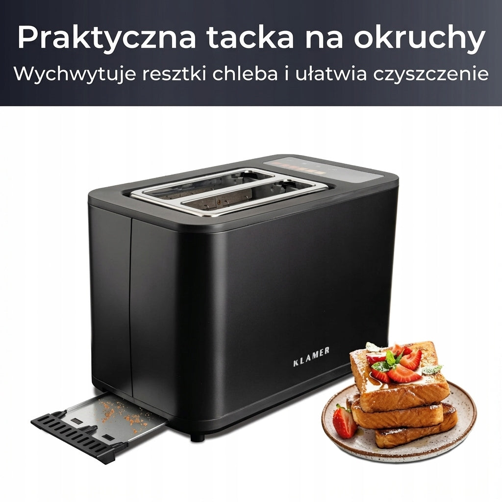 KLAMER toaster, toaster with bun cap, high quality toaster for 2 krom Packaging status original