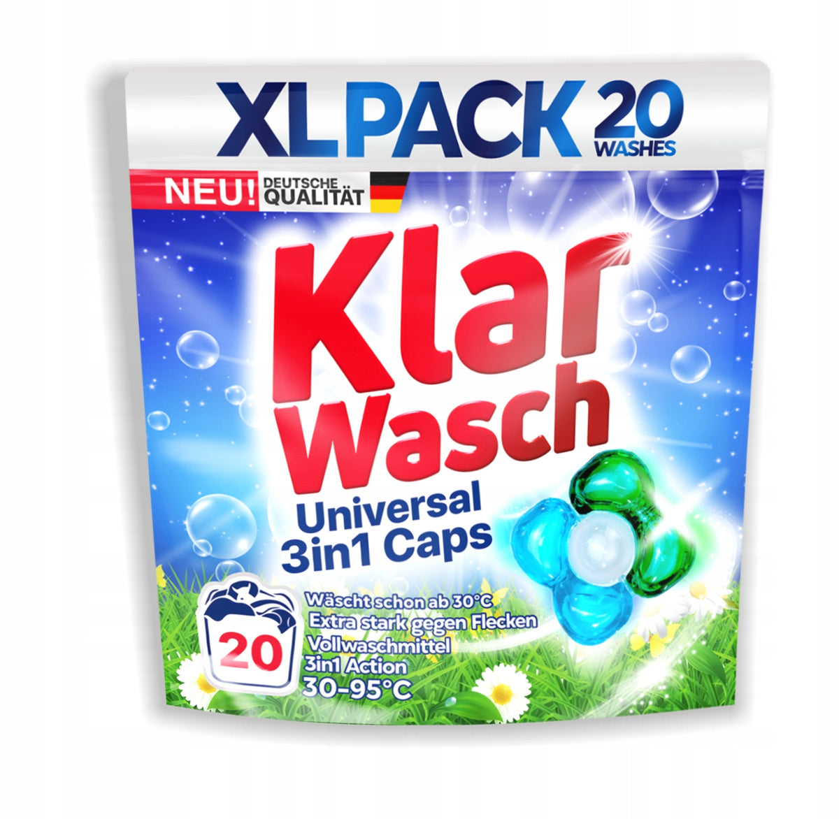 KLAR WASCH UNIVERSAL WASHING CAPSULES 20 Pieces 3 in 1