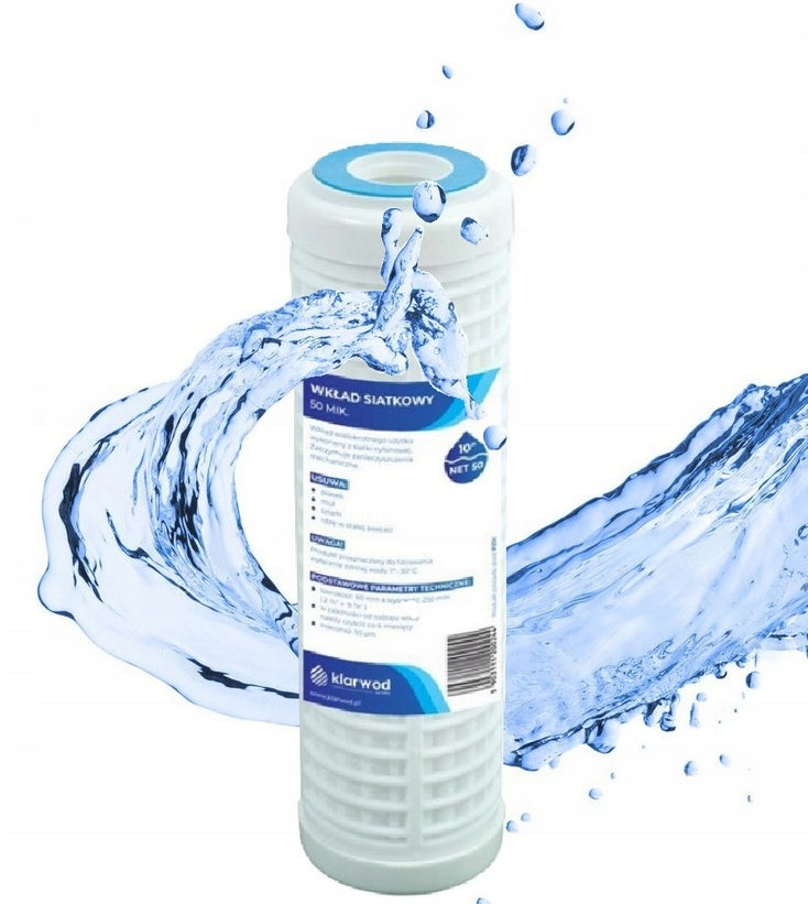 KLARWOD MESH CARTRIDGE NET 50 MICRON REUSABLE FILTER 10"