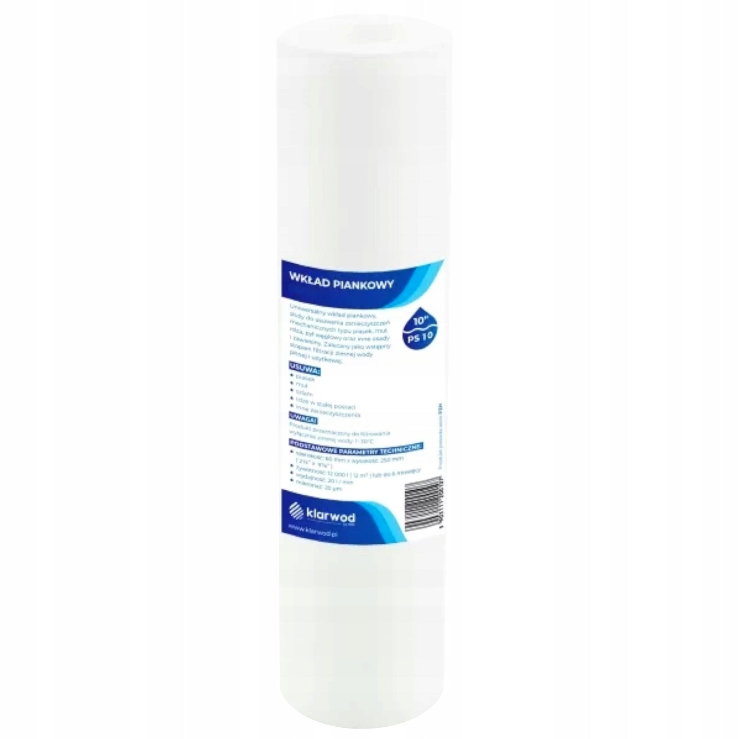 KLARWOD PS10-20 WATER CARTRIDGE PS20 POLYPROPYLENE FOAM FILTER 10" Brand Klarwod