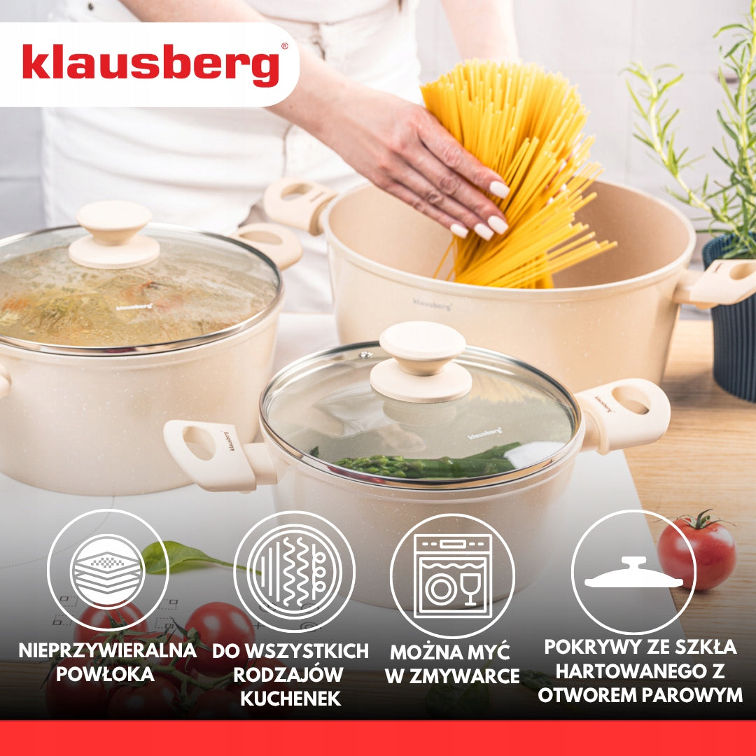 KLAUSBERG KB-7961 Set of pots 6 el. marble, induction, beige Set Brand Klausberg