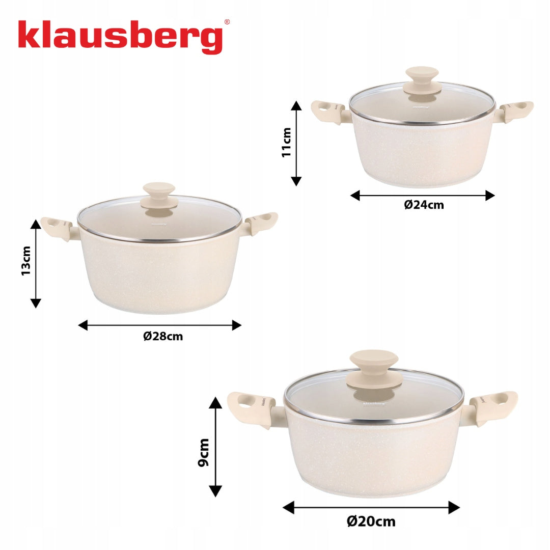 KLAUSBERG KB-7961 Set of pots 6 el. marble, induction, beige Set Number of items in the set 6