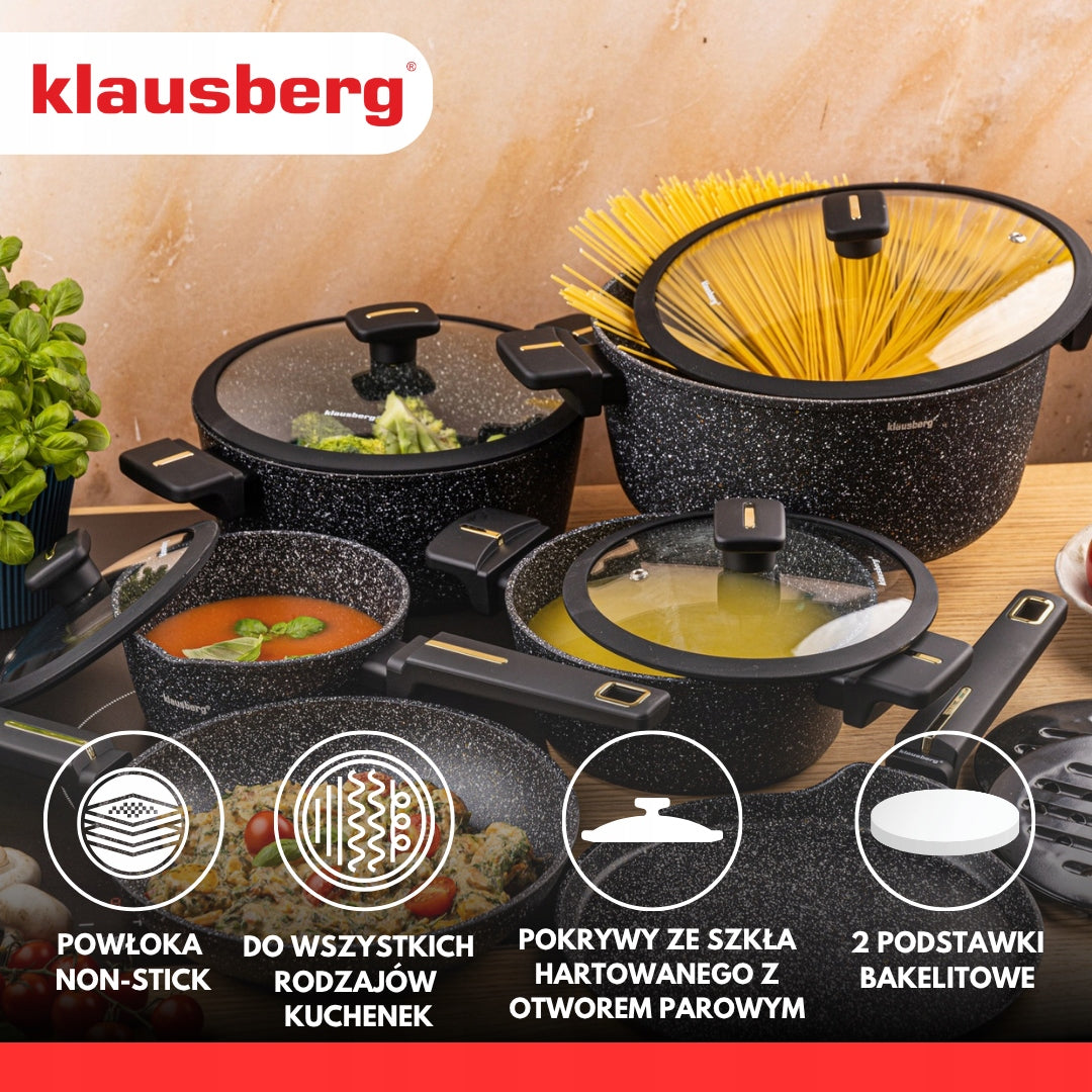 KLAUSBERG KB-7966 Set of pots 12 el. – marble coating, induction Gas Brand Klausberg