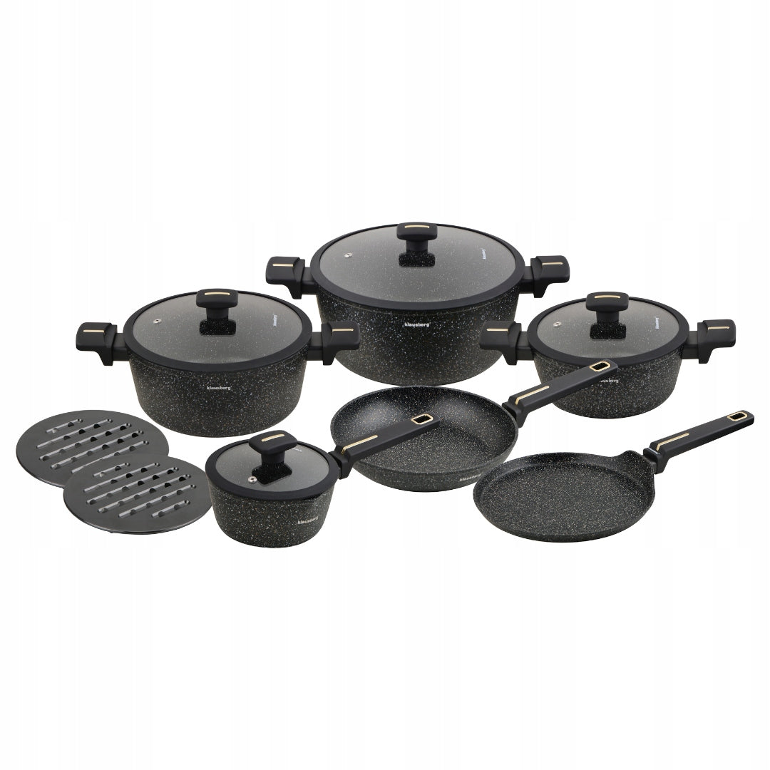 KLAUSBERG KB-7966 Set of pots 12 el. – marble coating, induction Gas Color black
