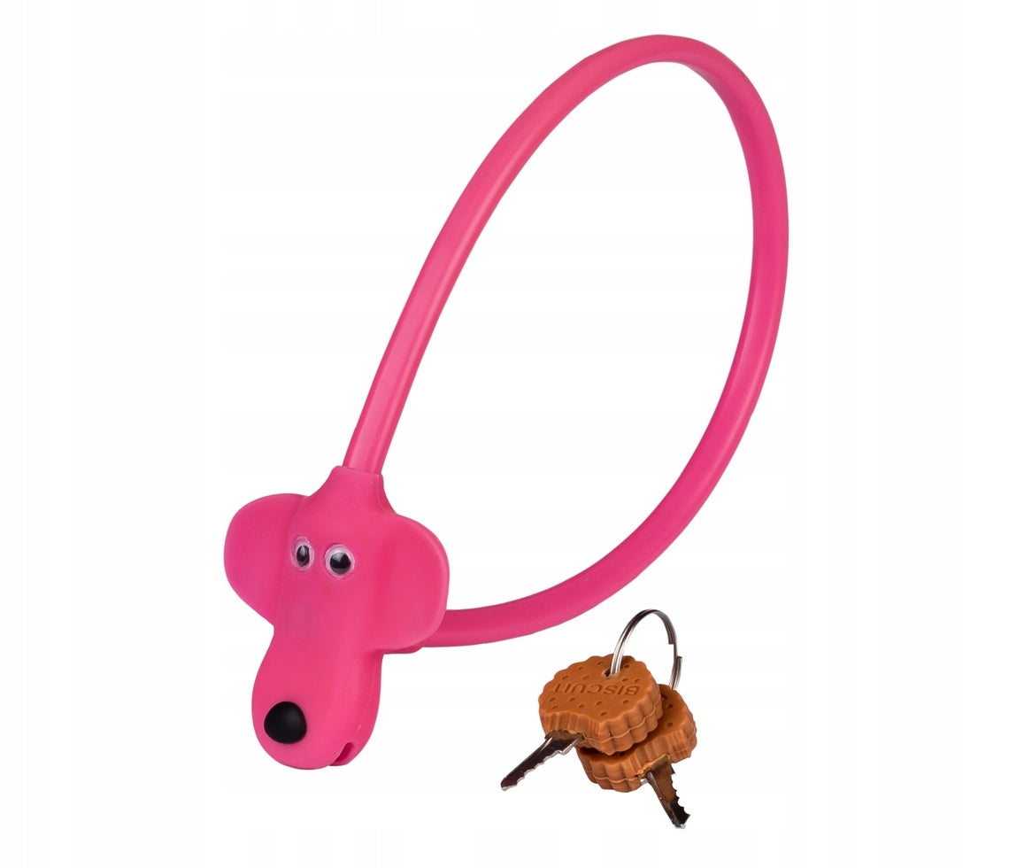 KLS Kiddy DOG Pink Children's Bike Lock with Key