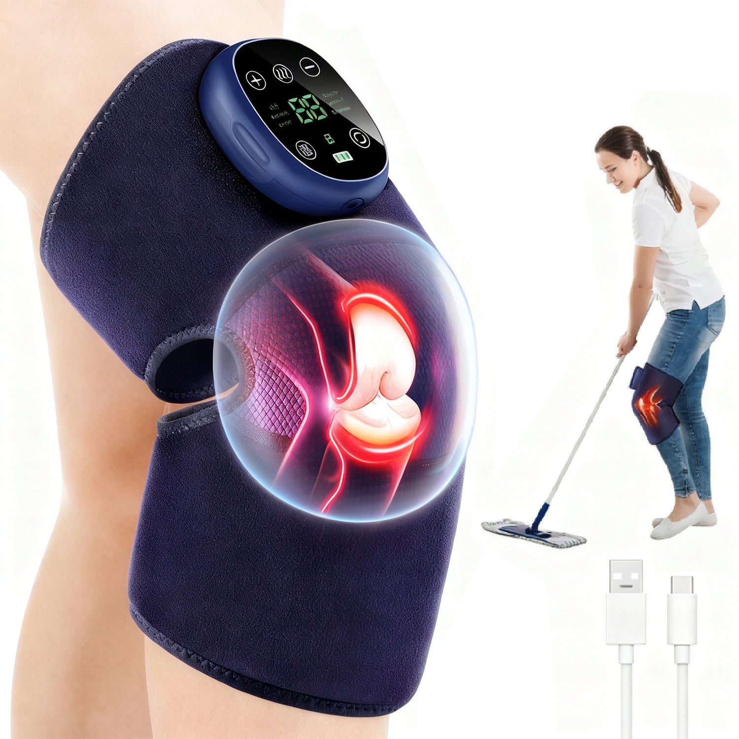 KNEE MASSAGER WITH HEATING AND VIBRATION WIRELESS FOR ARTHRITIS OF THE SECTION