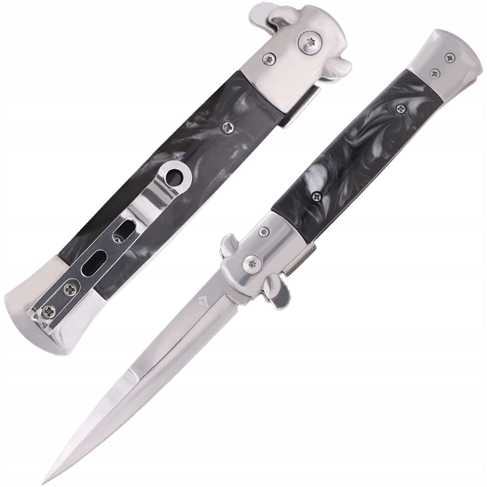 KNIFE FOLDING SPRING SICILIAN WITH CLIP MAFIA AUTOMATIC DAGGER POCKET KNIFE