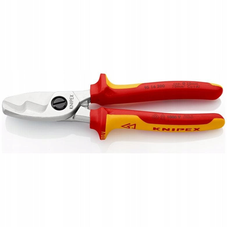 KNIPEX 95 16 200 Cu Al Double Blade Wire Cutting Shears, VDE
