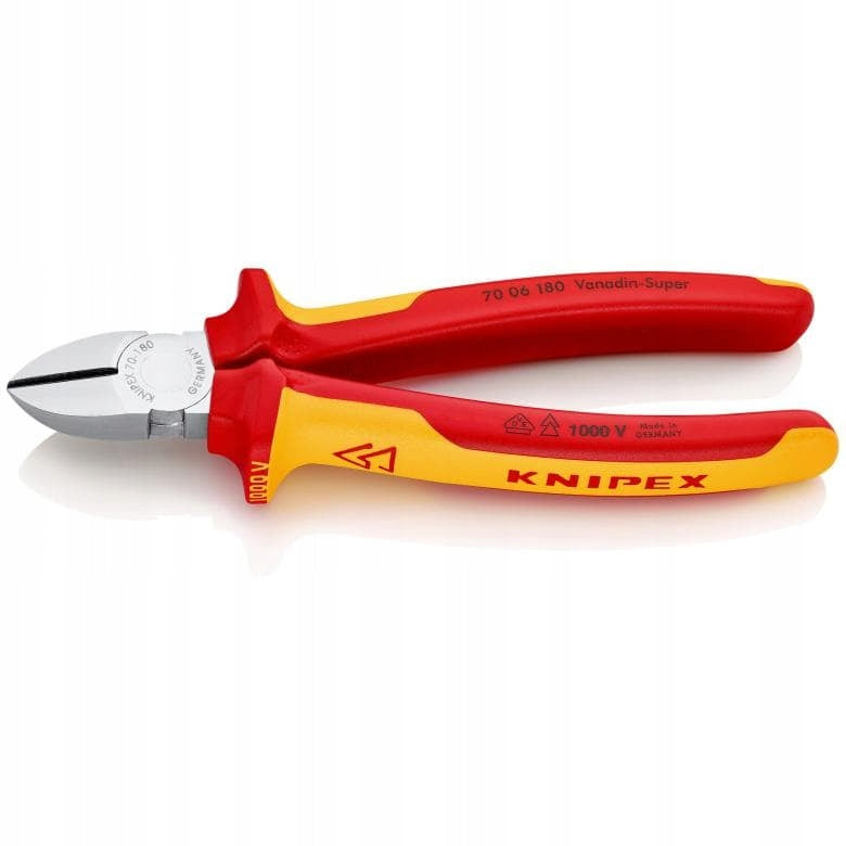 KNIPEX Side cutting pliers 180 mm VDE 1000V chrome 62 HRC 70 06 18 80 Product weight with unit packaging 1 kg