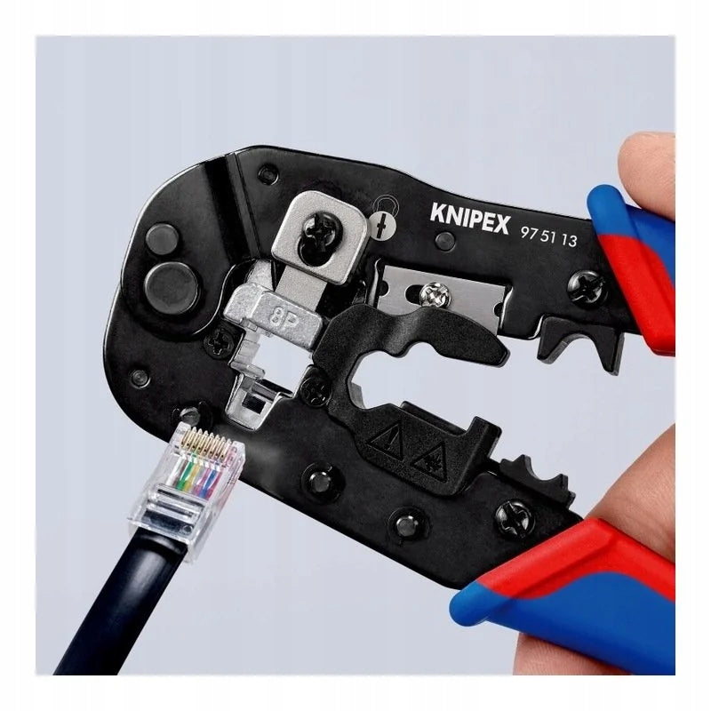 KNIPEX through crimping machine for RJ45 Western KNIPEX plugs Product weight with unit packaging 0.35 kg