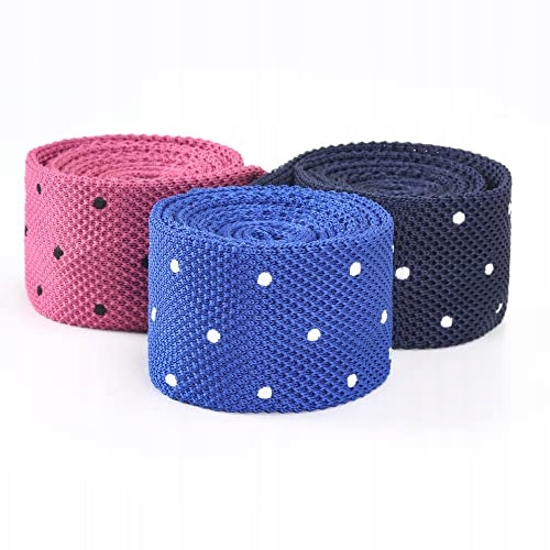 KNITTED TIE NARROW FOR MAN VINTAGE RETRO WITH DOTS 5 CM Manufacturer code Bez marki