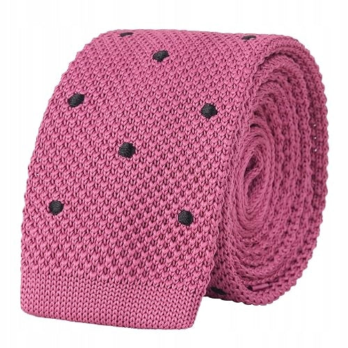 KNITTED TIE NARROW FOR MAN VINTAGE RETRO WITH DOTS 5 CM
