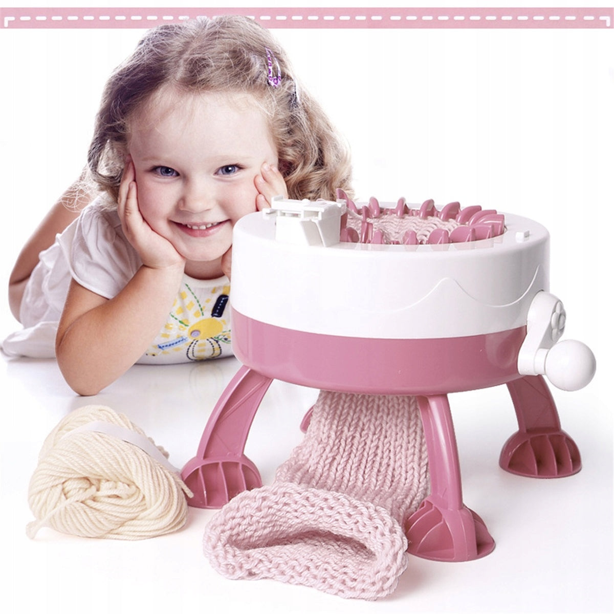 KNITTING MACHINE 2 METHODS OF WEAVING FAST FOR SOCK CAPS PINK Packaging status original