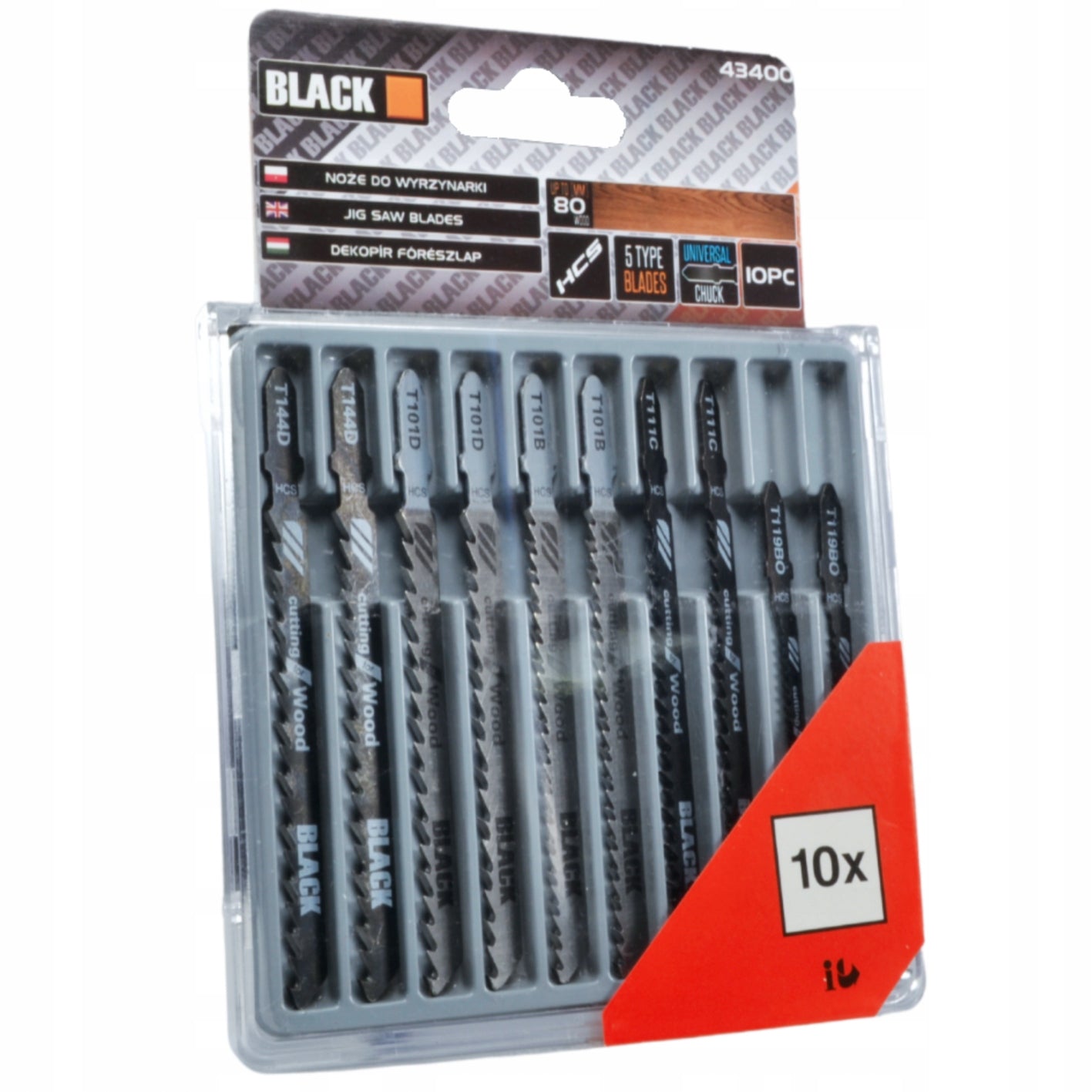KNIVES JIGSAW BLADES TYPE BOSCH 10 PCS SET BLACK Manufacturer code 43400